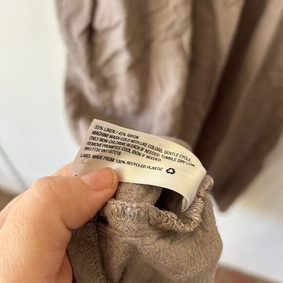 Prologue Mini Dress Womens Medium Gray Lagenlook Linen Blend Tank Straps Boxy - Picture 6 of 6